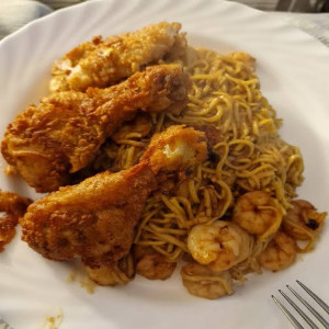 Egg Noodles with Fried Chicken